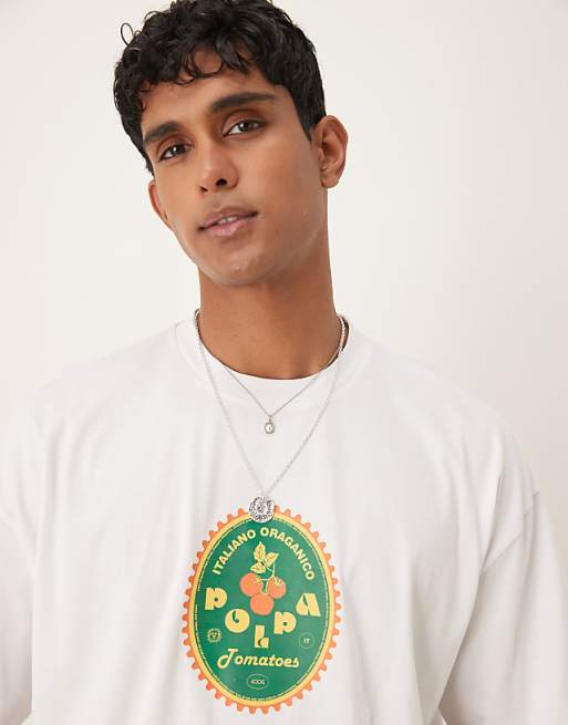 DESIGN Oversized T-shirt With Fruit Print In White