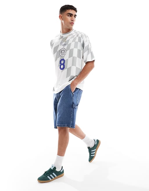 DESIGN Oversized T-shirt With High Build Sports Graphic In Printed Sports Fabric