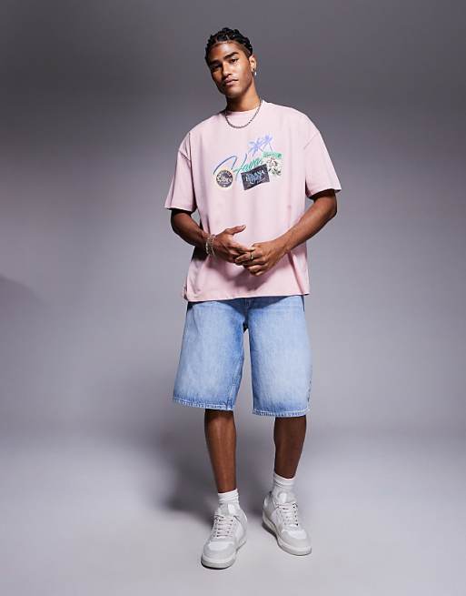 DESIGN Oversized T-shirt With High Summer Graphic In Light Pink
