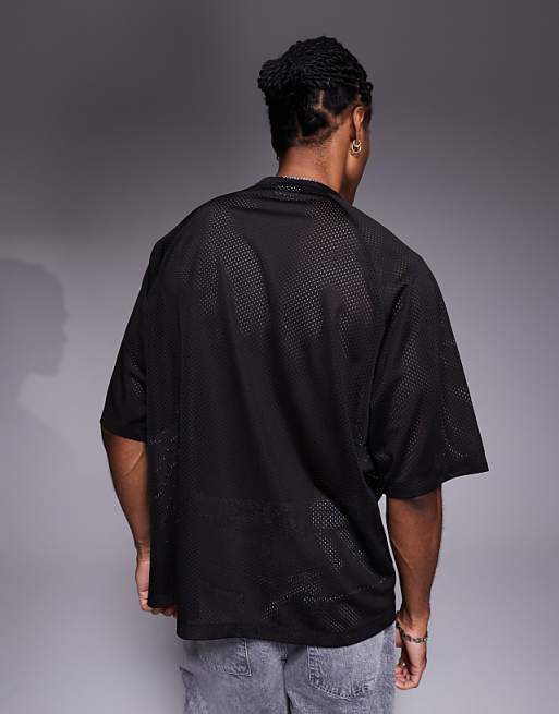 DESIGN Oversized T-shirt With Le Marais Graphic In Black Airtex