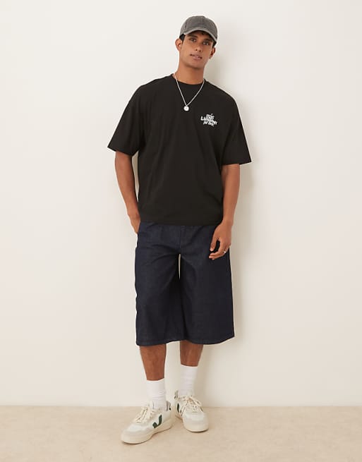 DESIGN Oversized T-shirt With Lemon Print In Black