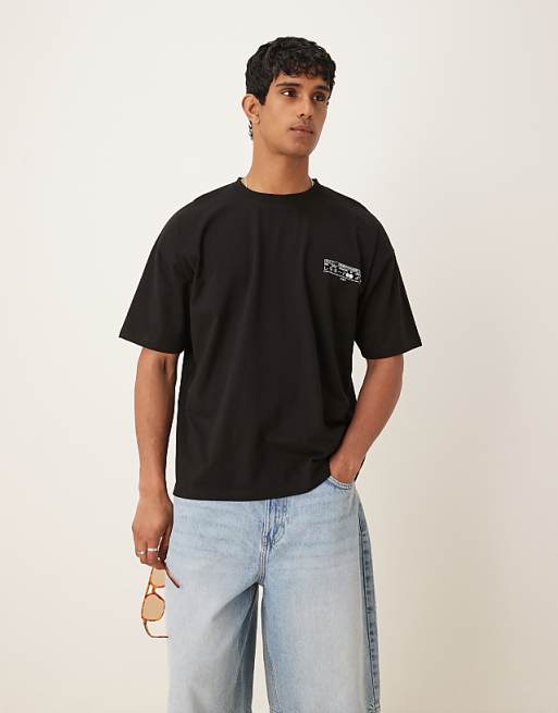DESIGN Oversized T-shirt With Lemon Print In Black