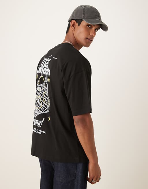 DESIGN oversized t-shirt with lemon print in black