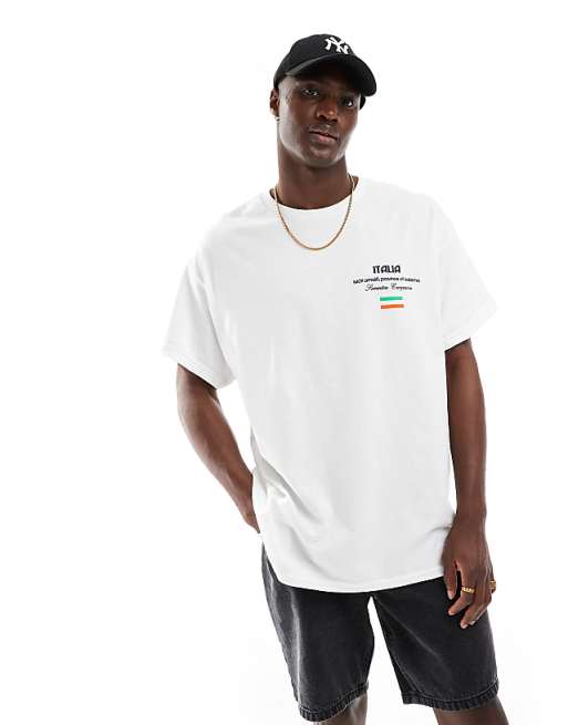 DESIGN Oversized T-shirt With Limoncello Graphic In White