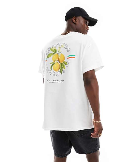 DESIGN Oversized T-shirt With Limoncello Graphic In White