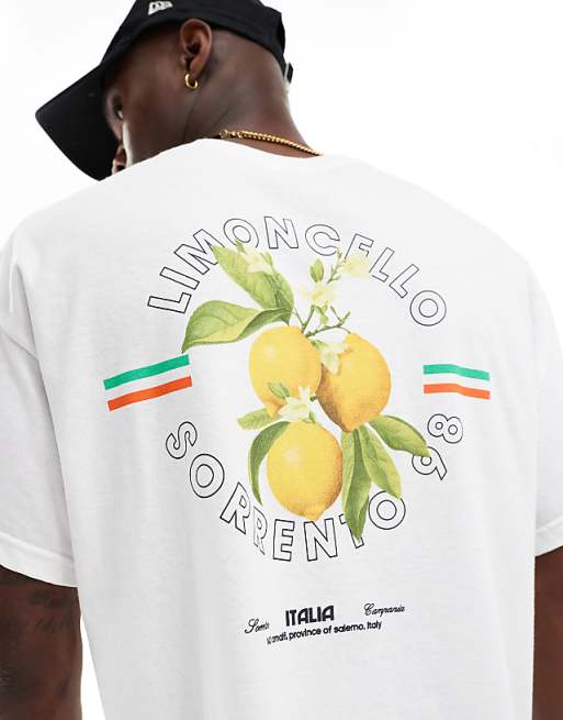 DESIGN oversized t-shirt with limoncello graphic in white