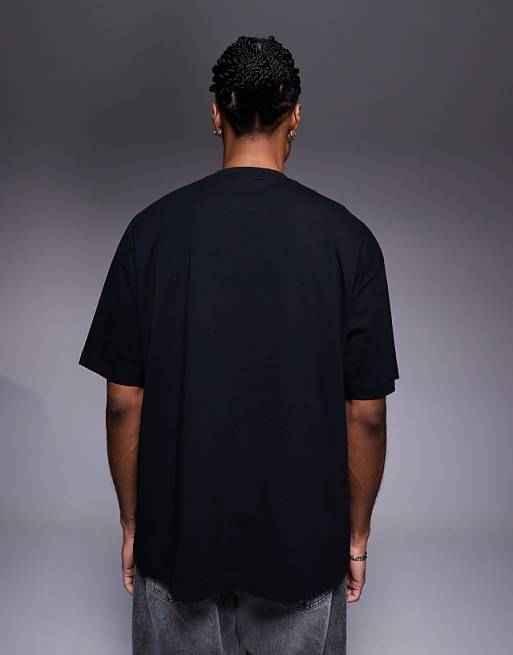 DESIGN Oversized T-shirt With Multi-placement Graphic In Black