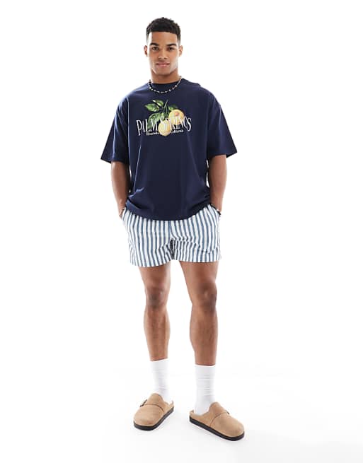 DESIGN Oversized T-shirt With Palm Springs Graphic In Navy