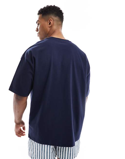 DESIGN Oversized T-shirt With Palm Springs Graphic In Navy