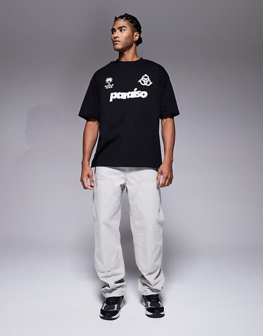 DESIGN Oversized T-shirt With Paraiso Graphic In Black