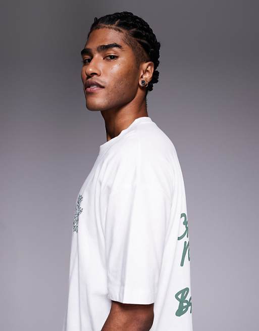 DESIGN Oversized T-shirt With Puff City Text Graphic In White