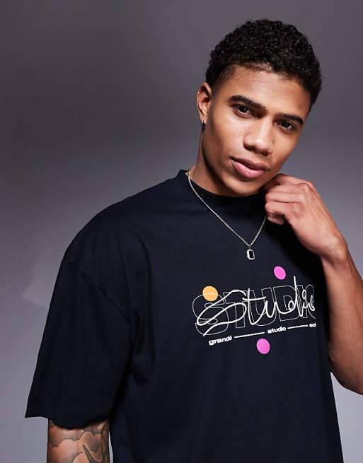 DESIGN Oversized T-shirt With Puff Text Graphic In Black