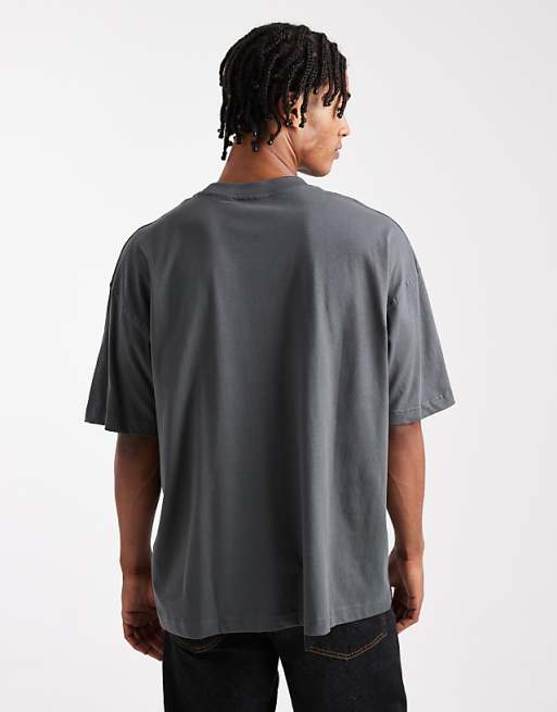 DESIGN Oversized T-shirt With Renaissance Graphic In Charcoal