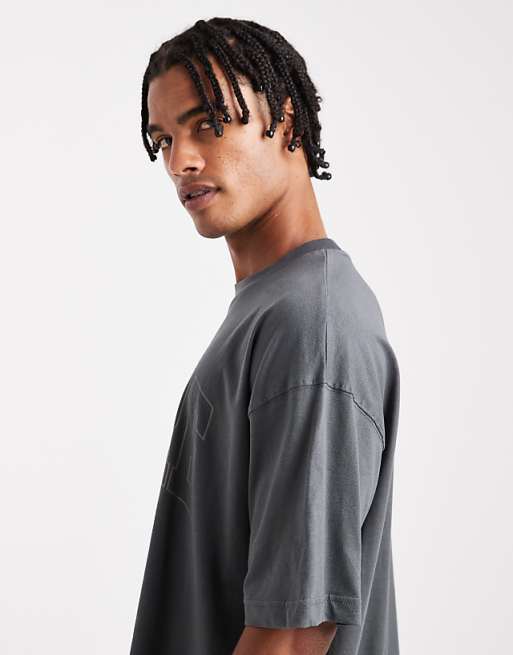DESIGN Oversized T-shirt With Renaissance Graphic In Charcoal