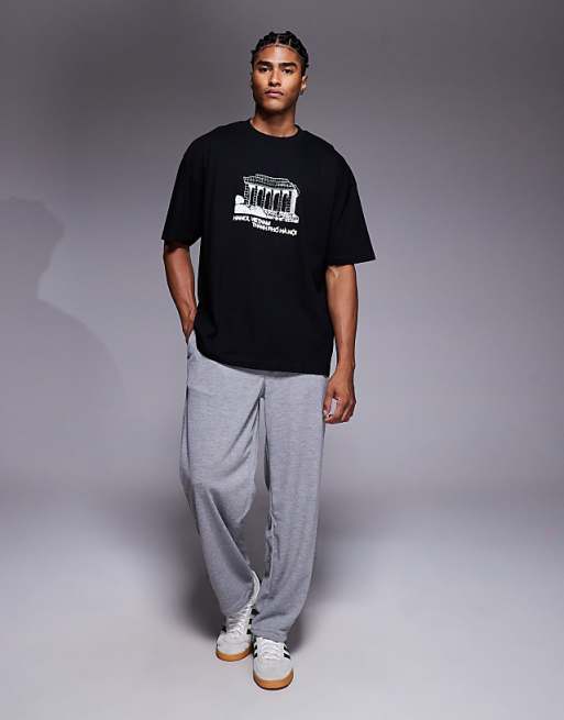 DESIGN Oversized T-shirt With Scenic Graphic In Black