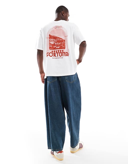 DESIGN Oversized T-shirt With Scenic Graphic In White