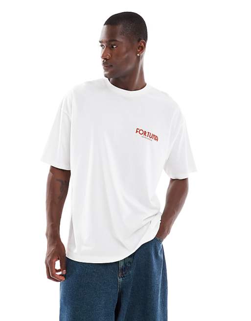 DESIGN Oversized T-shirt With Scenic Graphic In White