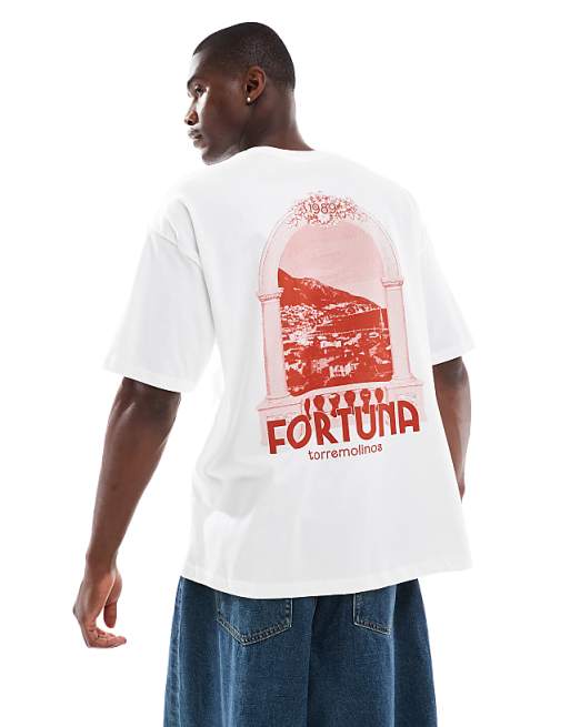 DESIGN oversized t-shirt with scenic graphic in white