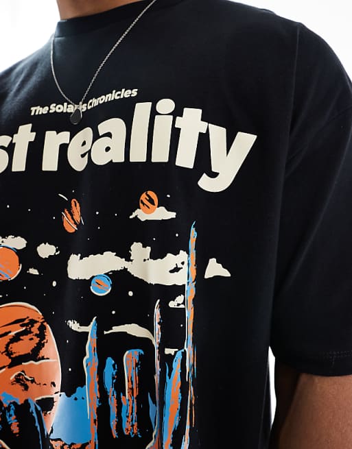 DESIGN Oversized T-shirt With Scenic Graphic In Black
