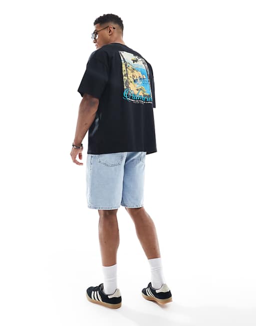 DESIGN Oversized T-shirt With Scenic Graphic In Black