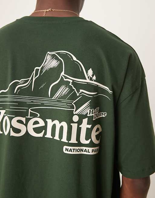 DESIGN Oversized T-shirt With Scenic Graphic In Green