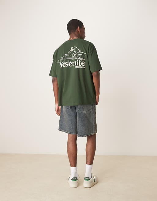 DESIGN Oversized T-shirt With Scenic Graphic In Green