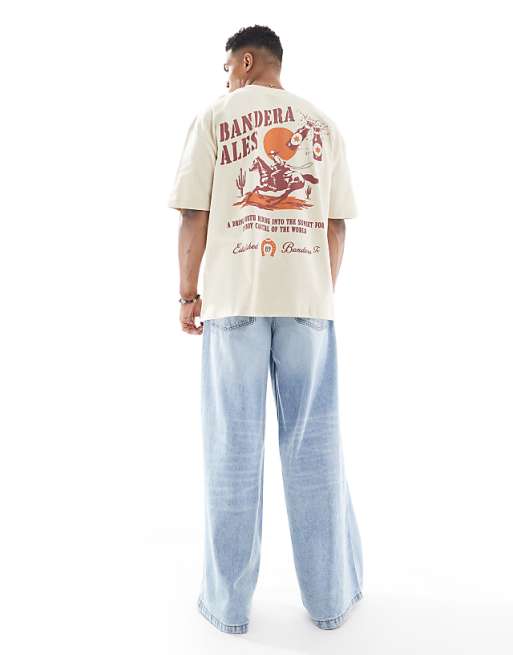 DESIGN Oversized T-shirt With Scenic Graphic In Beige
