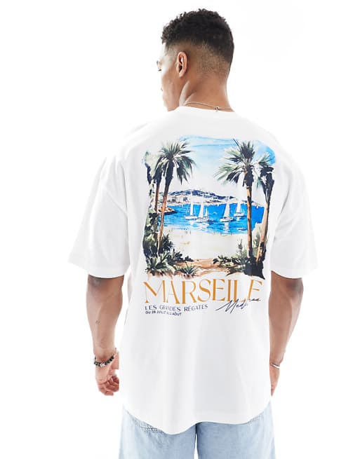 DESIGN Oversized T-shirt With Scenic Graphic In White