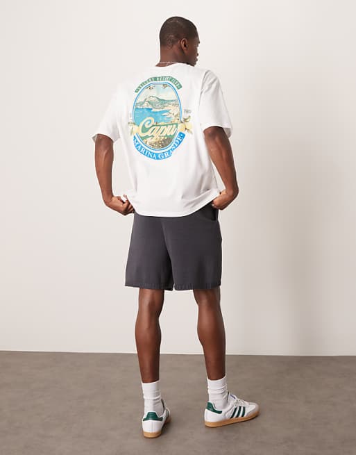 DESIGN Oversized T-shirt With Scenic Graphics In White