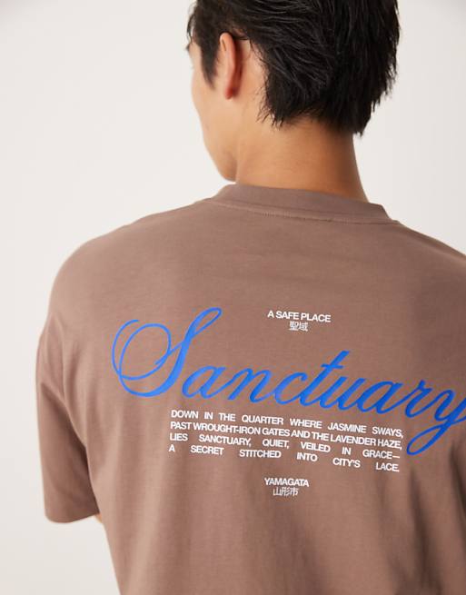 DESIGN Oversized T-shirt With Script Text In Brown