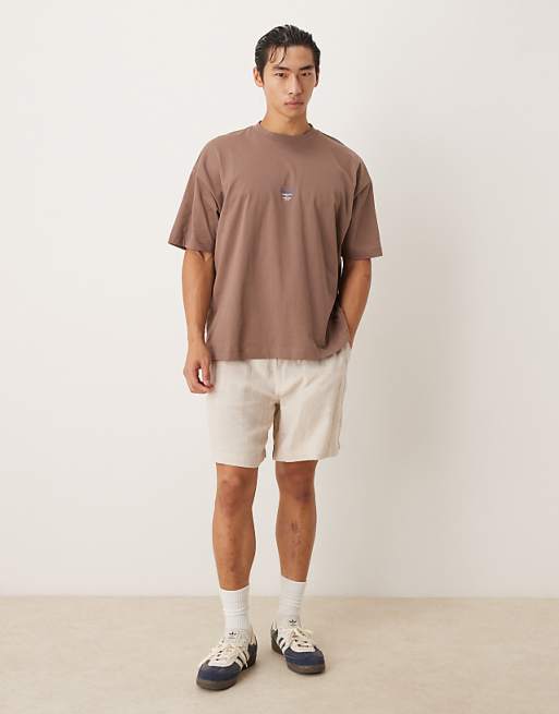 DESIGN Oversized T-shirt With Script Text In Brown