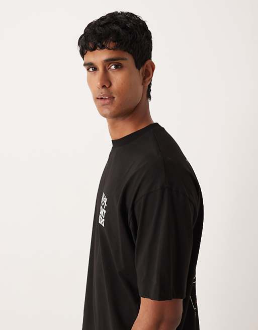 DESIGN Oversized T-shirt With Shibuya Text Graphic With Black