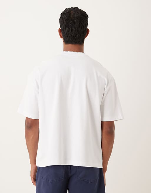 DESIGN Oversized T-shirt With Shoulder Piping And Embroidery In White