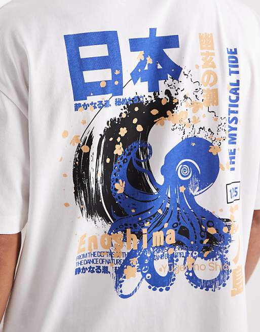 DESIGN Oversized T-shirt With Souvenir Graphic In White