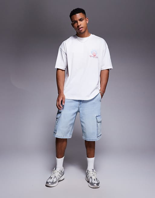 DESIGN Oversized T-shirt With Souvenir Graphic In White