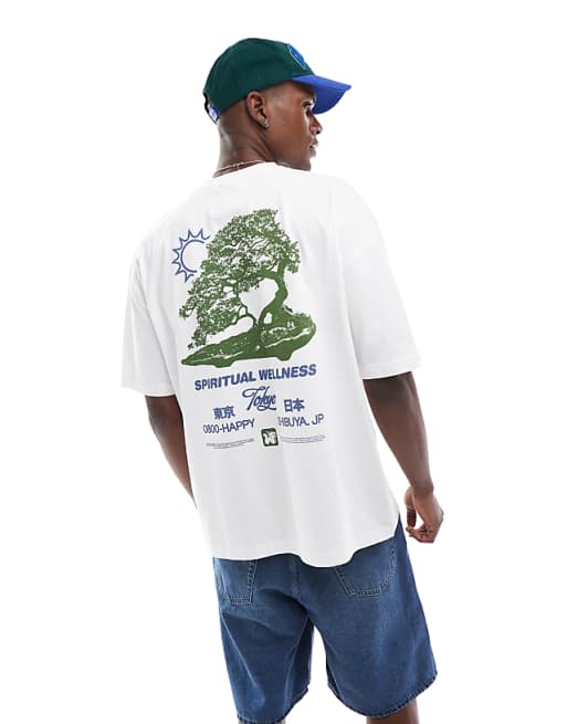 DESIGN Oversized T-shirt With Souvenir Graphic In White