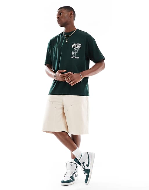 DESIGN Oversized T-shirt With Souvenir Graphic In Dark Green