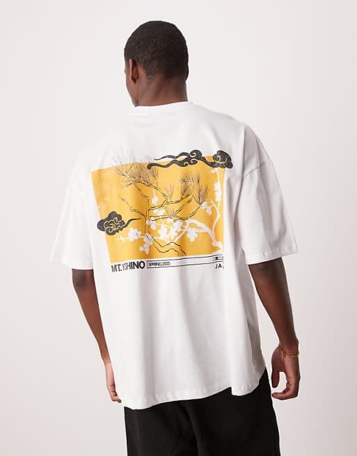 DESIGN oversized t-shirt with souvenir graphic in white