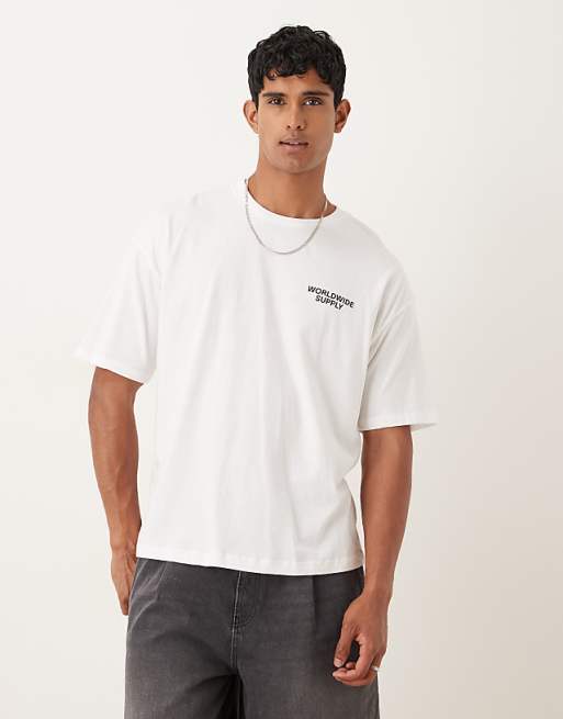 DESIGN Oversized T-shirt With Spine Print In White