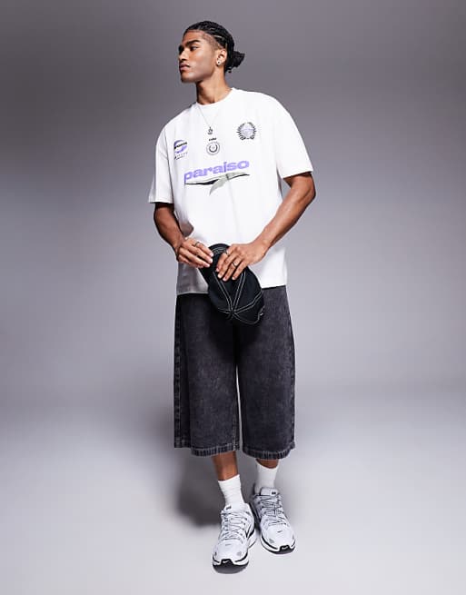DESIGN Oversized T-shirt With Sport Graphic In Cream