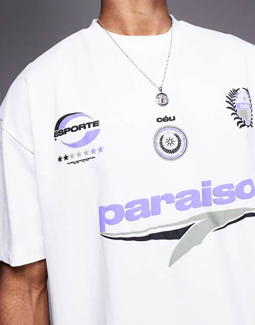 DESIGN Oversized T-shirt With Sport Graphic In Cream