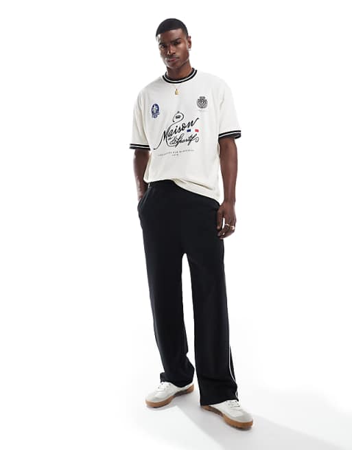 DESIGN Oversized T-shirt With Sports Front Print In Off-white