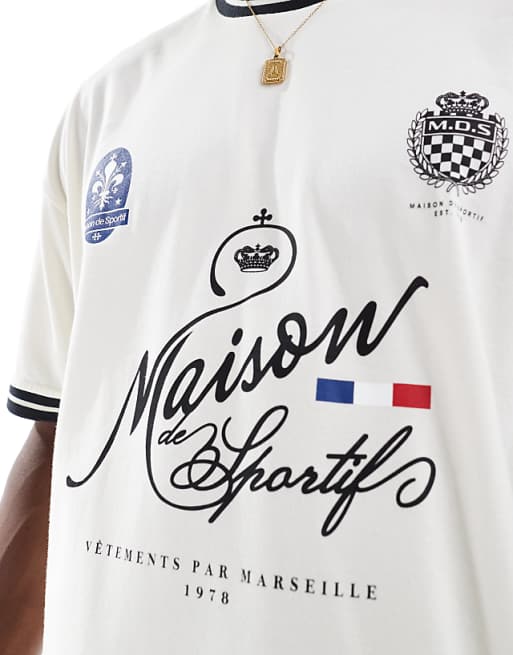 DESIGN Oversized T-shirt With Sports Front Print In Off-white