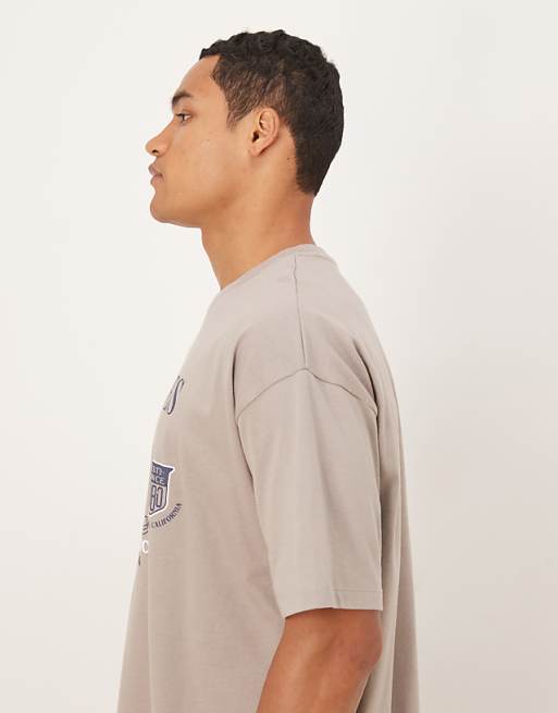 DESIGN Oversized T-shirt With Sports Graphic In Light Brown