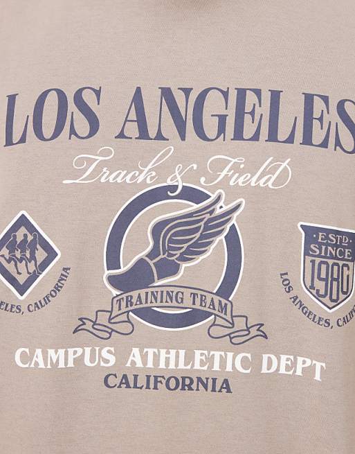 DESIGN Oversized T-shirt With Sports Graphic In Light Brown