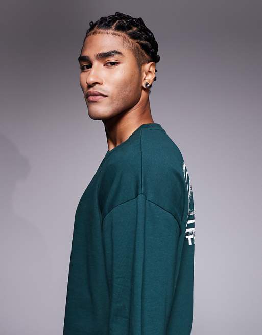 DESIGN Oversized T-shirt With Sports Graphic In Dark Green