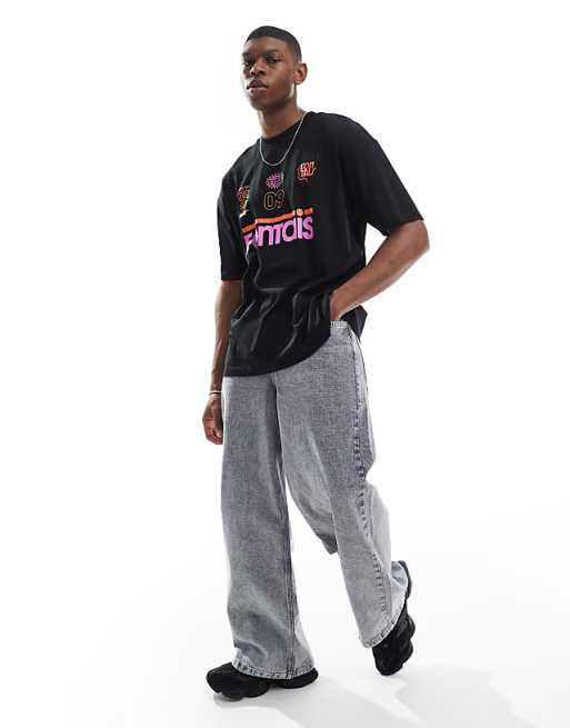 DESIGN Oversized T-shirt With Sports Graphic In Black