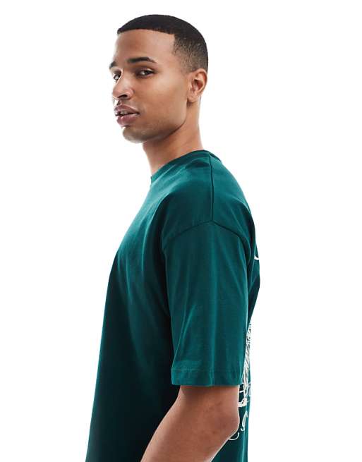 DESIGN Oversized T-shirt With Sports Graphic Back Print In Green
