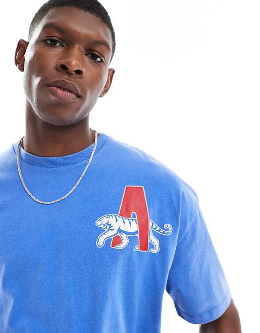 DESIGN Oversized T-shirt With Sports Graphic In Washed Blue