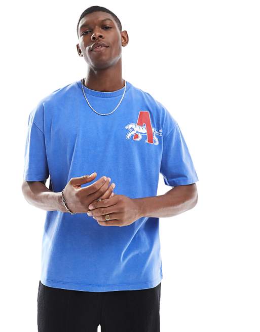 DESIGN Oversized T-shirt With Sports Graphic In Washed Blue